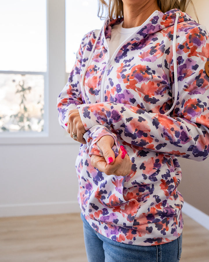 NEW! Lindsay Half Zip Hoodie - Purple Abstract Michelle Mae