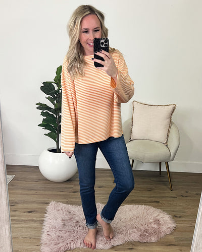 Angela Cream and Tangerine Striped Top FINAL SALE  Sew In Love   