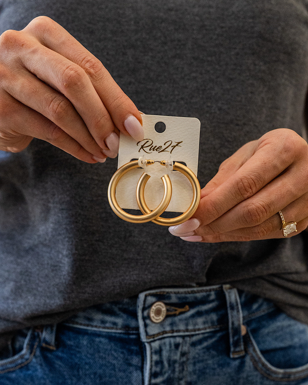 NEW! Matte Gold Open Hoop Earrings
