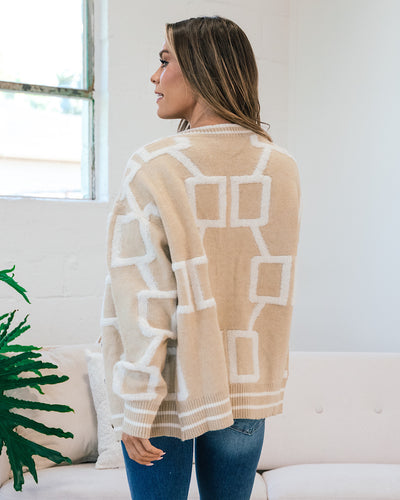Roxie Taupe Cardigan with Raised Square Pattern FINAL SALE  La Miel   