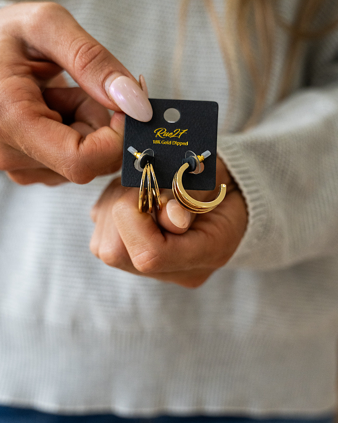 Three Line Layered Half Hoop Earrings - Color Options Available! Arrow Twenty Two Gold