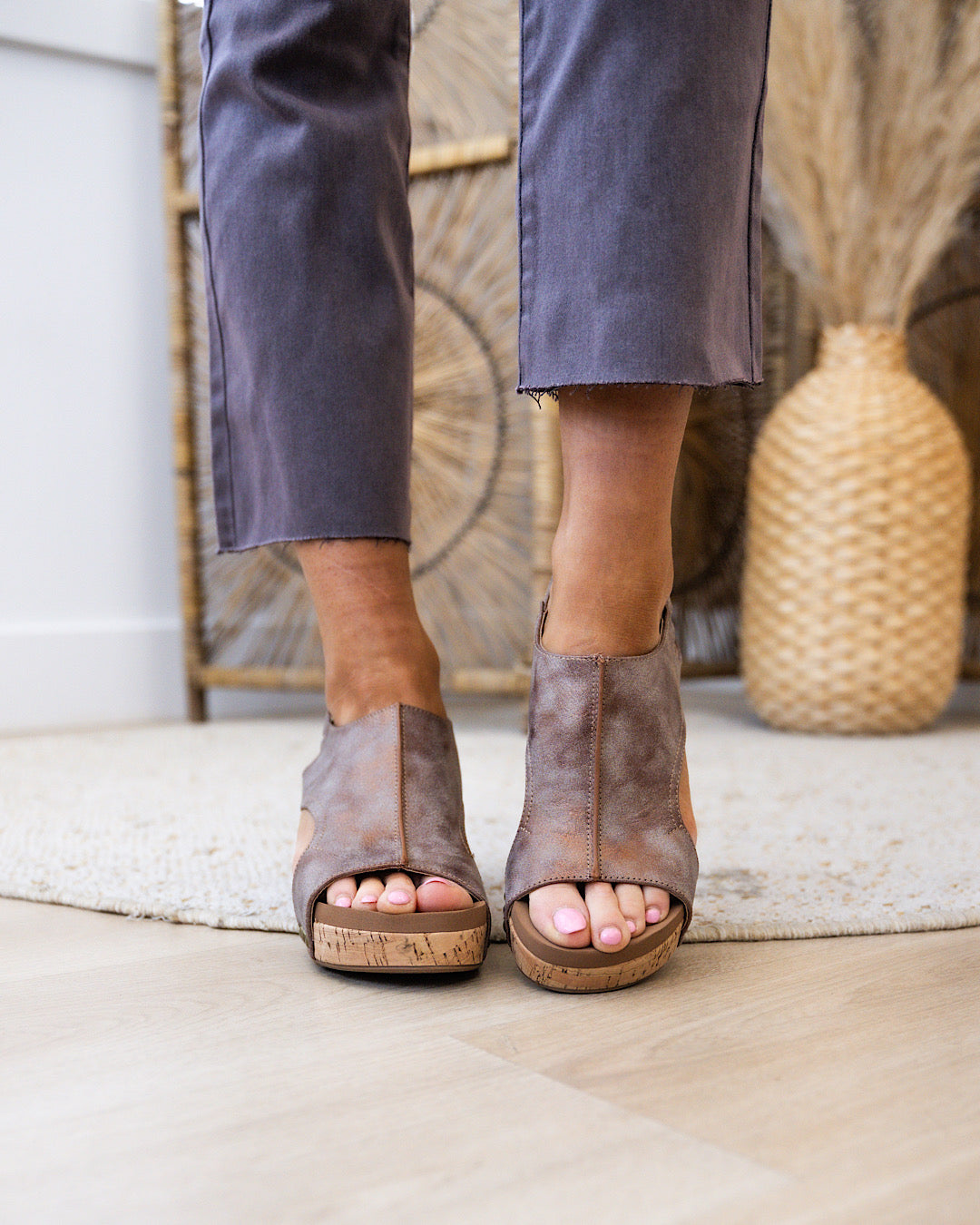 Corkys Carley Wedge Sandals - Washed Bronze FINAL SALE  Corkys Footwear   