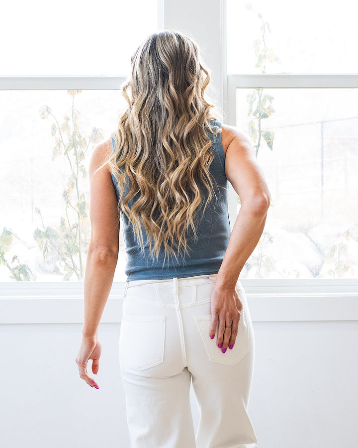 NEW! Alayna Button Down Tank Top - Slate Blue Mine