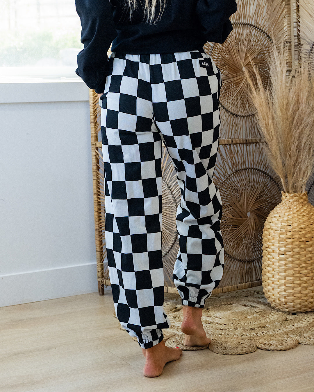 NEW! Ampersand Ave Black Jack Checkered Joggers  Ampersand Ave   