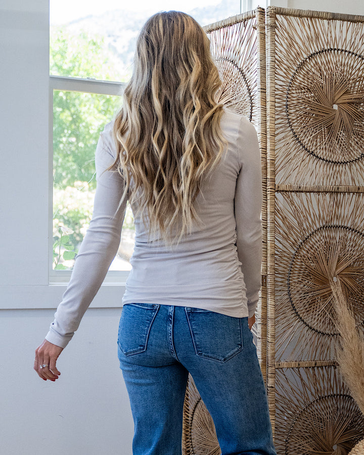 Estelle Ribbed Scoop Neck Top - Taupe PS Kate