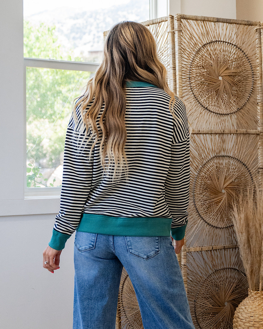 Kaylee Striped Top - Black & Ivory Staccato