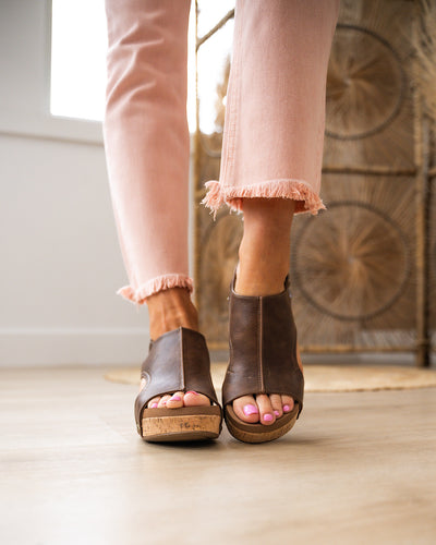 Corkys Carley Wedge Sandals - Rustic Brown FINAL SALE  Corkys Footwear   