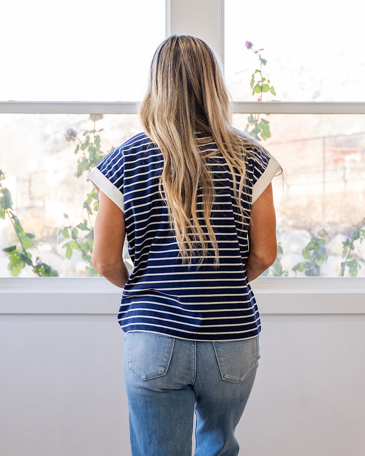 NEW! Madalyn Striped Top - Navy