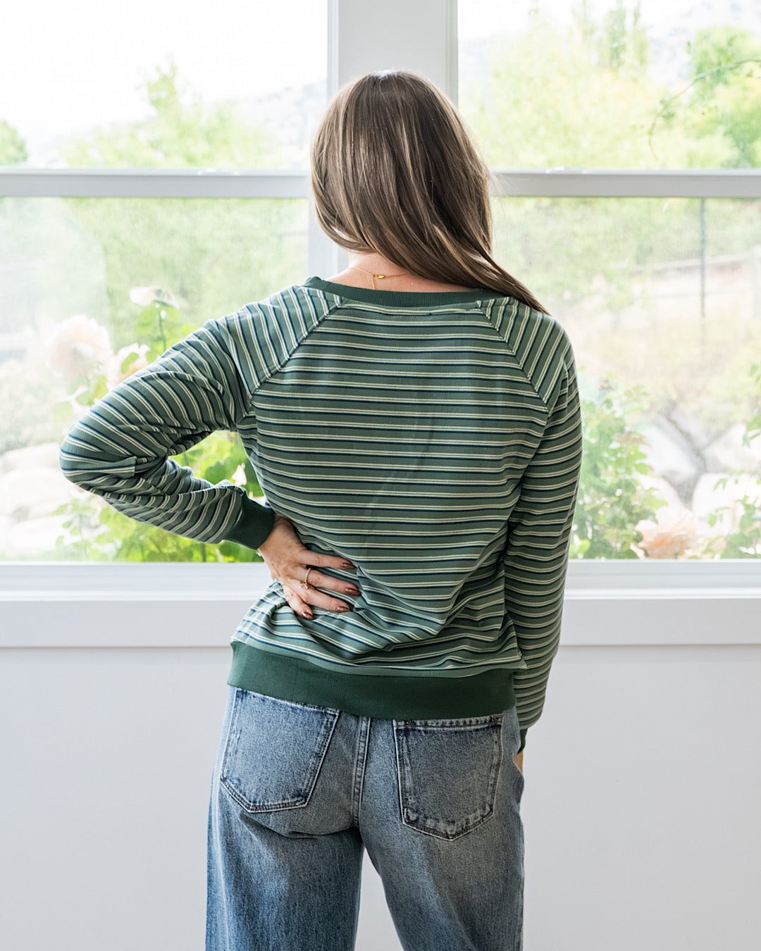 NEW! Jada Micro Brushed Striped Top - Olive