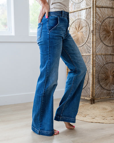 NEW! KanCan Marlene Double Button Flare Jeans  KanCan   