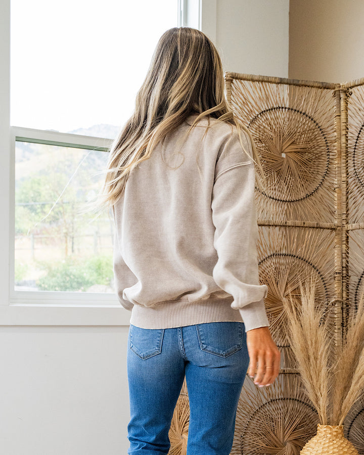 Boyfriend Crewneck Sweatshirt - Ash Mocha Zenana