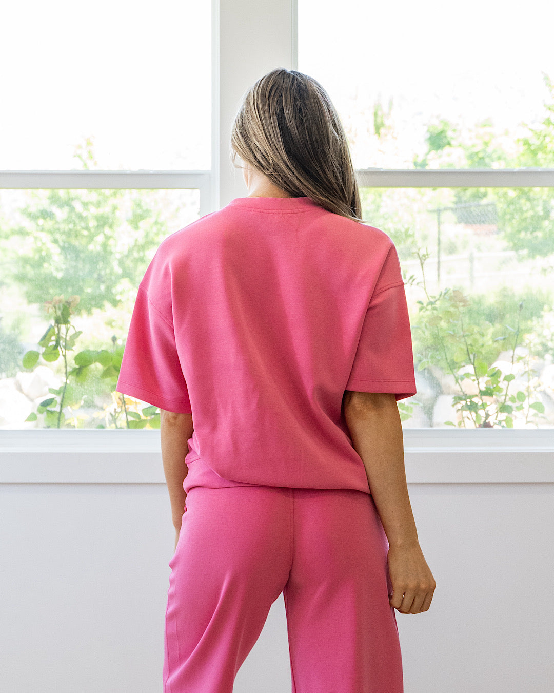 NEW! Macey Scuba Fabric Top - Brink Pink