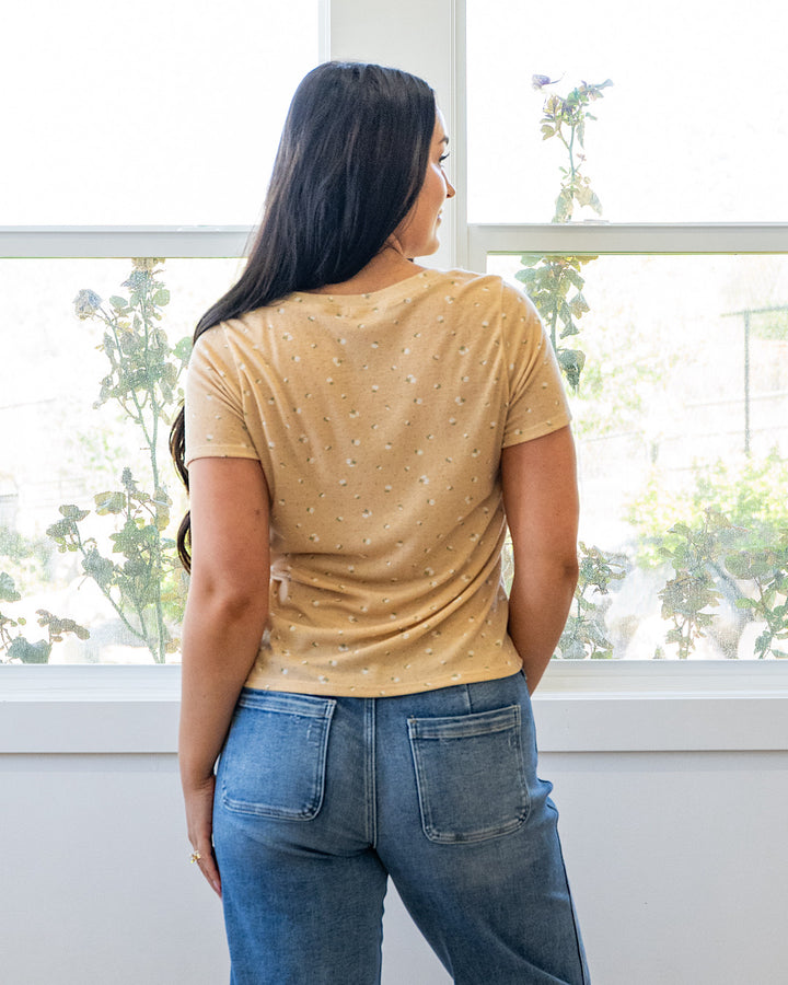 NEW! Skylar Textured Knit Floral Top - Taupe