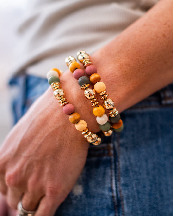 NEW! Wooden Multi Colored Bracelet Set