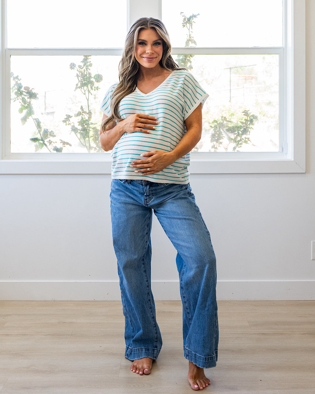 Candice Striped V Neck Sweater Top - Color Options Available! Staccato