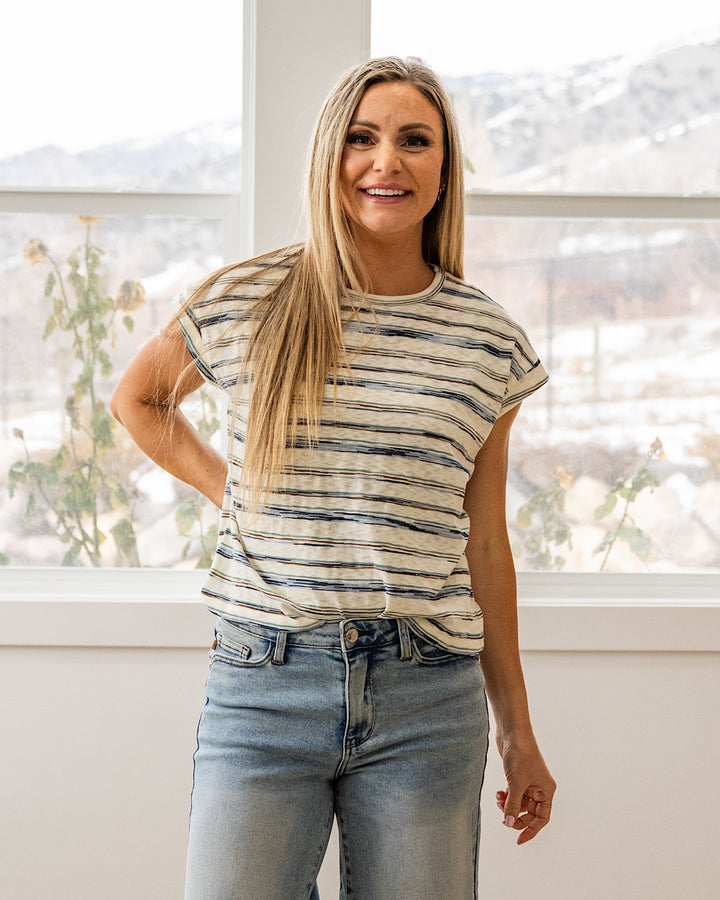 NEW! Alicia Striped Slub Knit Top - Jade