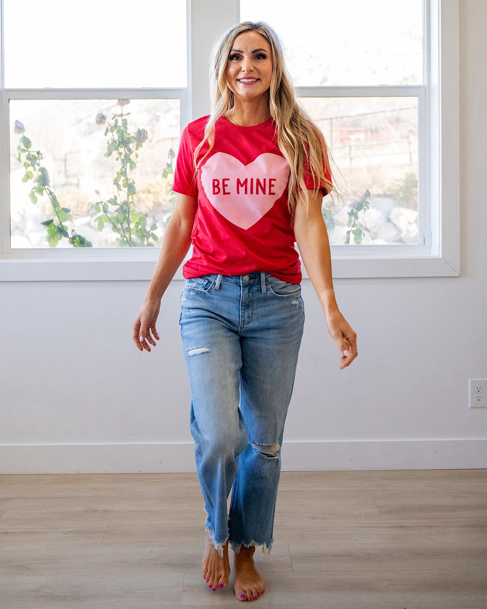 NEW! Be Mine Pink Hearts Heather Red Tee Kissed Apparel