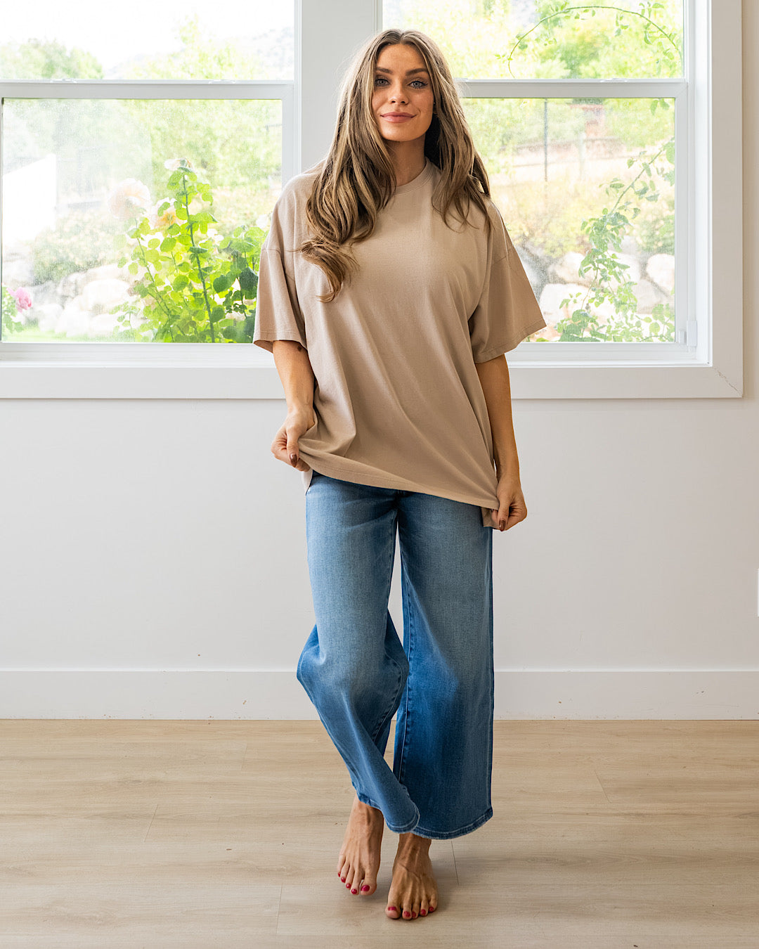 NEW! Oversized Mineral Wash Tee - Dark Taupe Double Zero