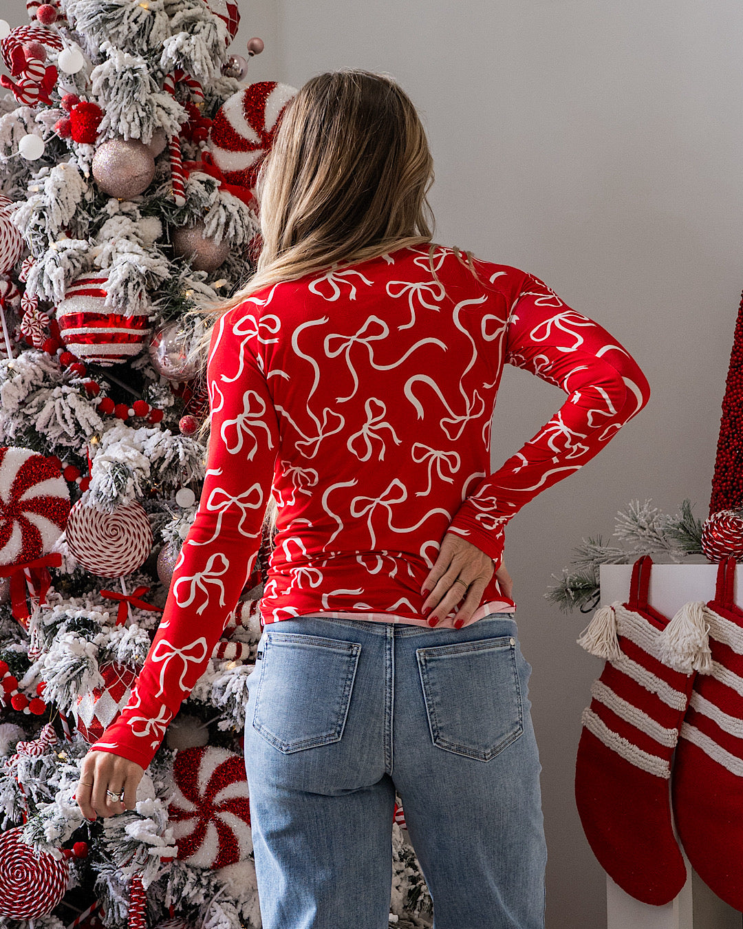 NEW! Blair Long Sleeve Top - Red Ribbons Michelle Mae