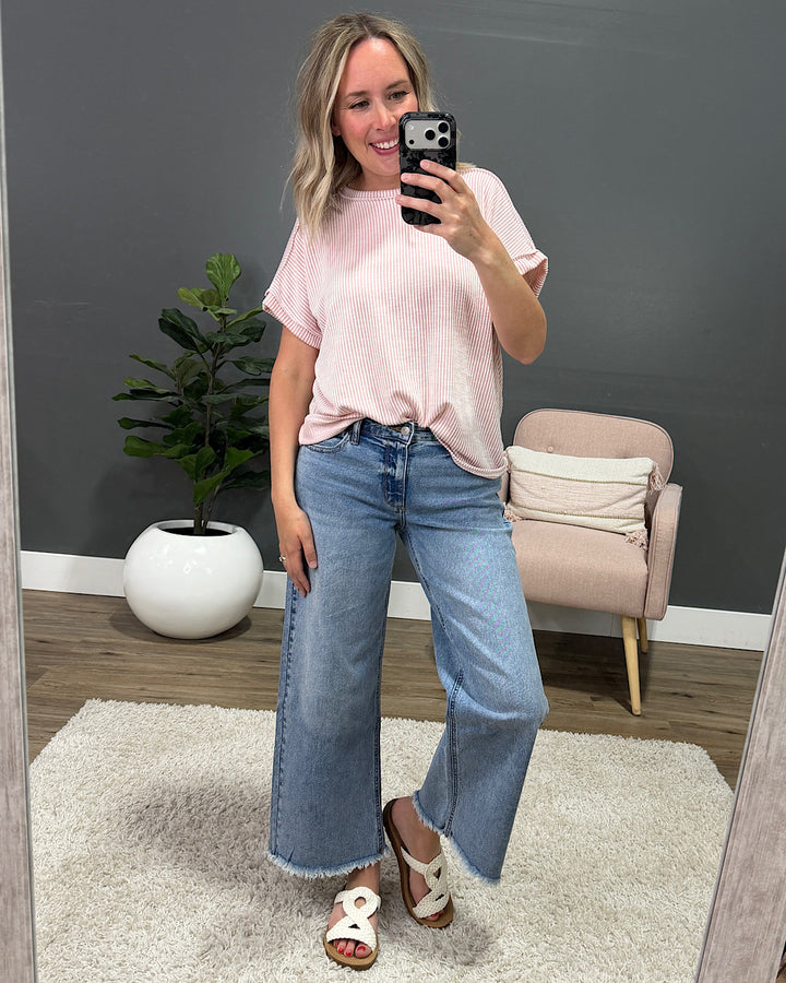 NEW! Gabby Contrast Corded Top - Pink Lovely Melody