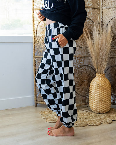 NEW! Ampersand Ave Black Jack Checkered Joggers  Ampersand Ave   