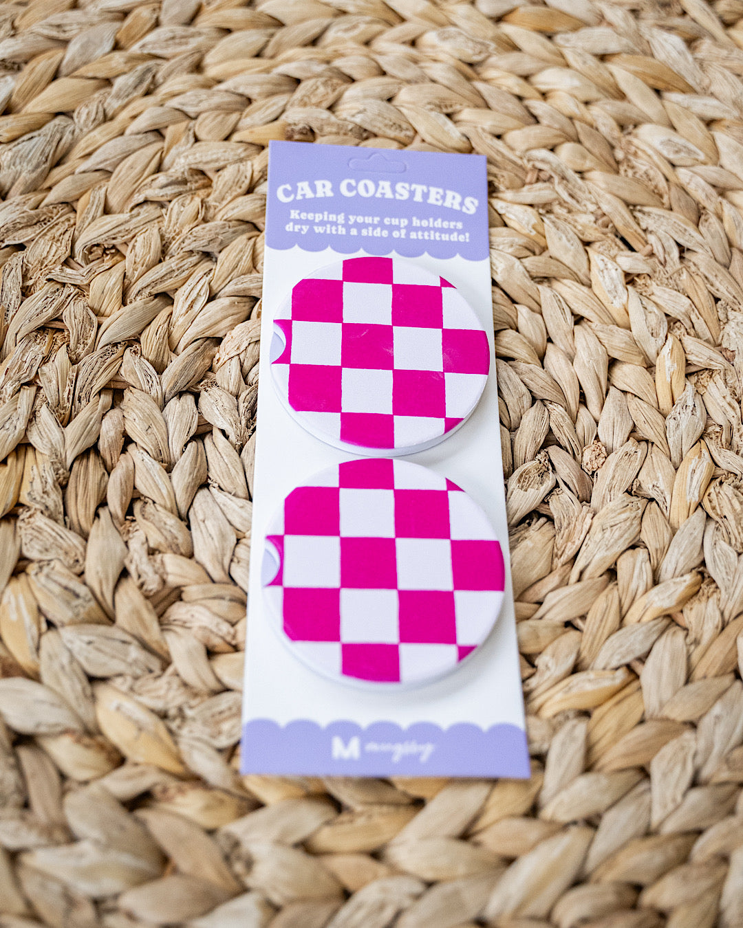 Car Coasters - 8 Options Mugsby One Size Checkered