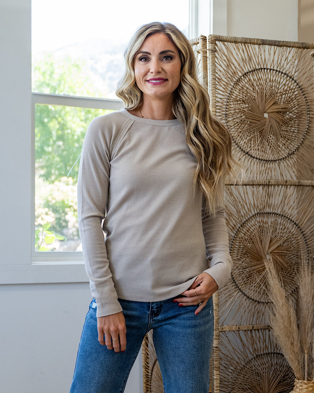 Such a Mystery Waffle Knit Top - Color Options Available! Zenana Light Mocha