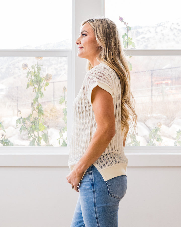NEW! Liesel Textured Open Knit Top - Ivory