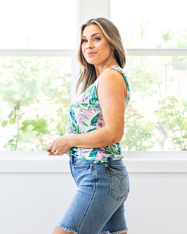 NEW! Noelle Tank Top - Tropical Leaf Michelle Mae
