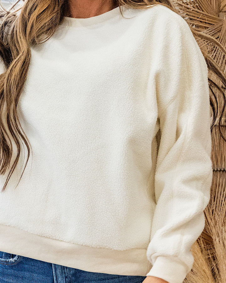 Della Cozy Fleece Pullover - Cream Staccato