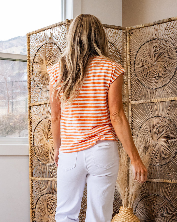 Erin Striped Twist Top - Orange Staccato