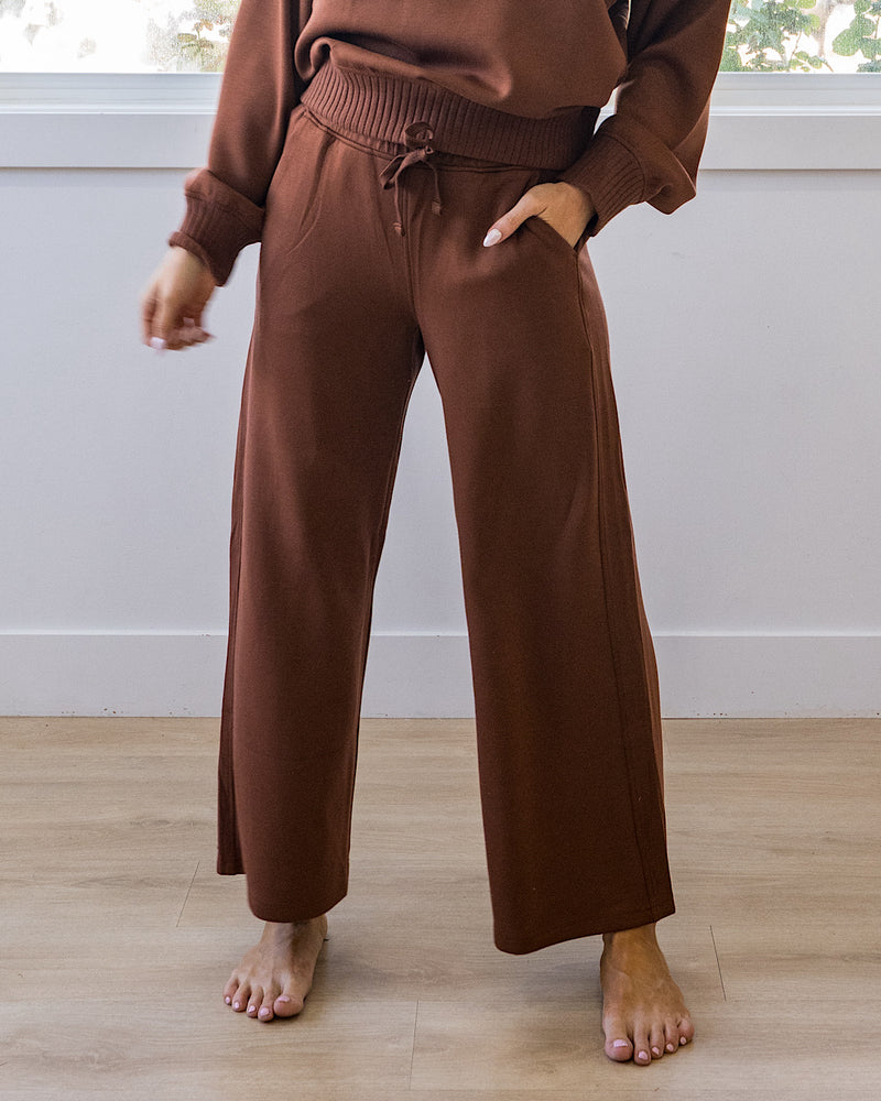 NEW! Kendall Scuba Fabric Wide Leg Pants - Chestnut Rae Mode