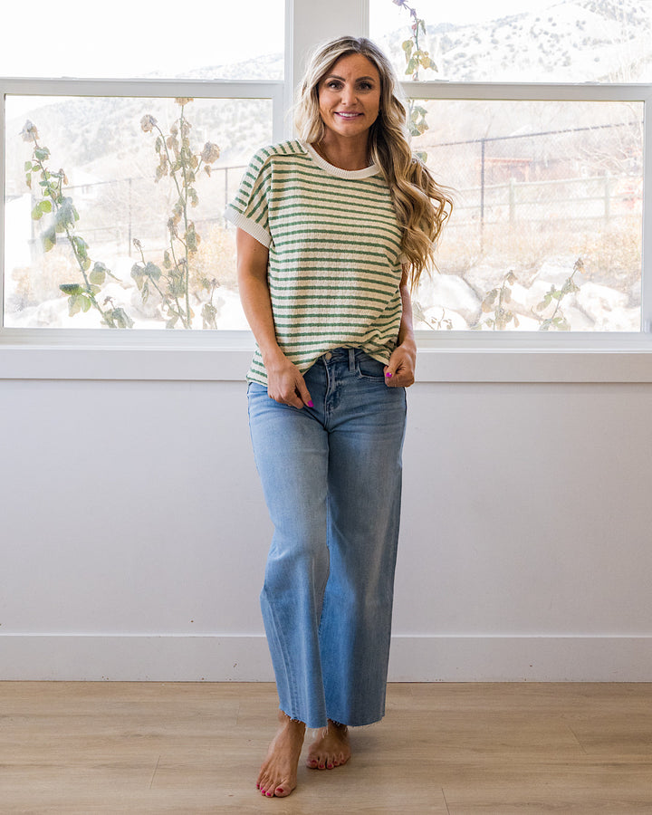 NEW! Devri Textured Striped Top - Sage