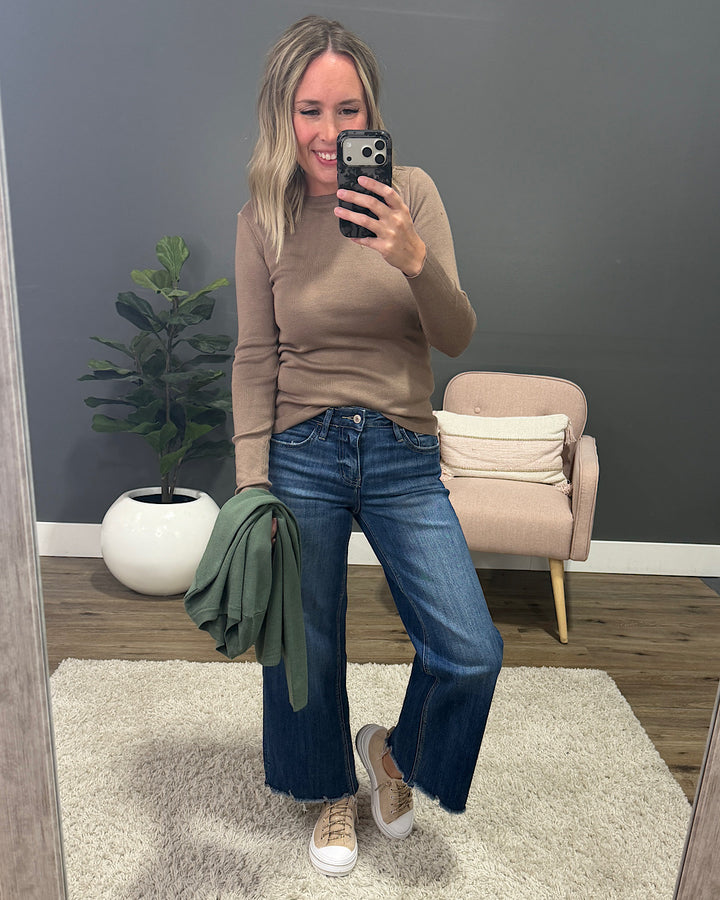 NEW! Lainey Long Sleeve Rib Knit Sweater - Spruce