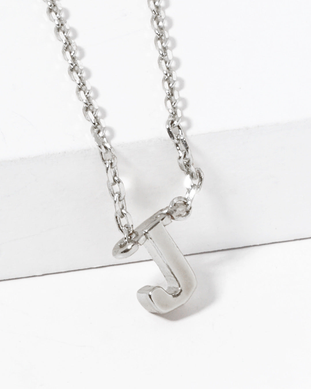 Dainty White Gold Initial Necklace - Pick Your Initial  Trendy Wholesale One Size J 