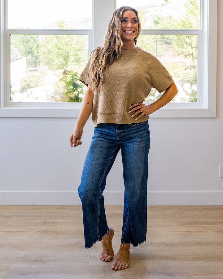 NEW! Malia Corded Banded Bottom Top - Taupe Tres Bien