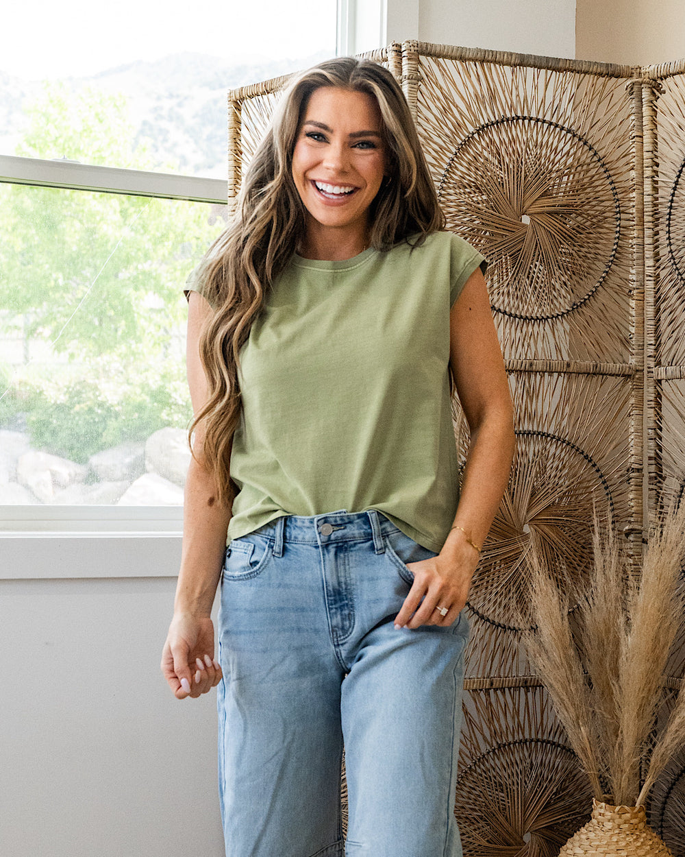 Rose Cap Sleeve Top - Color Options Available! Be Cool Grass