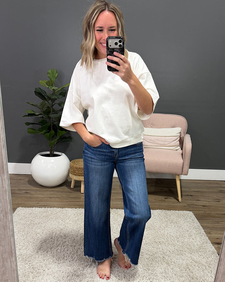 NEW! Annie Oversized Soft Knit Top - Cream Double Zero