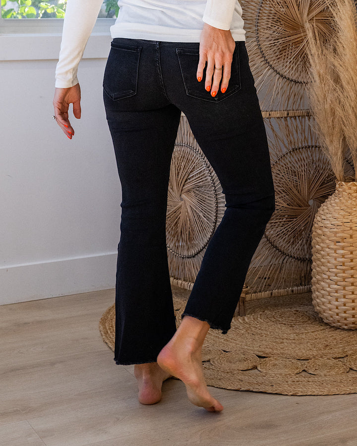 Vervet You Got It Crop Flare Jeans - Black Vervet