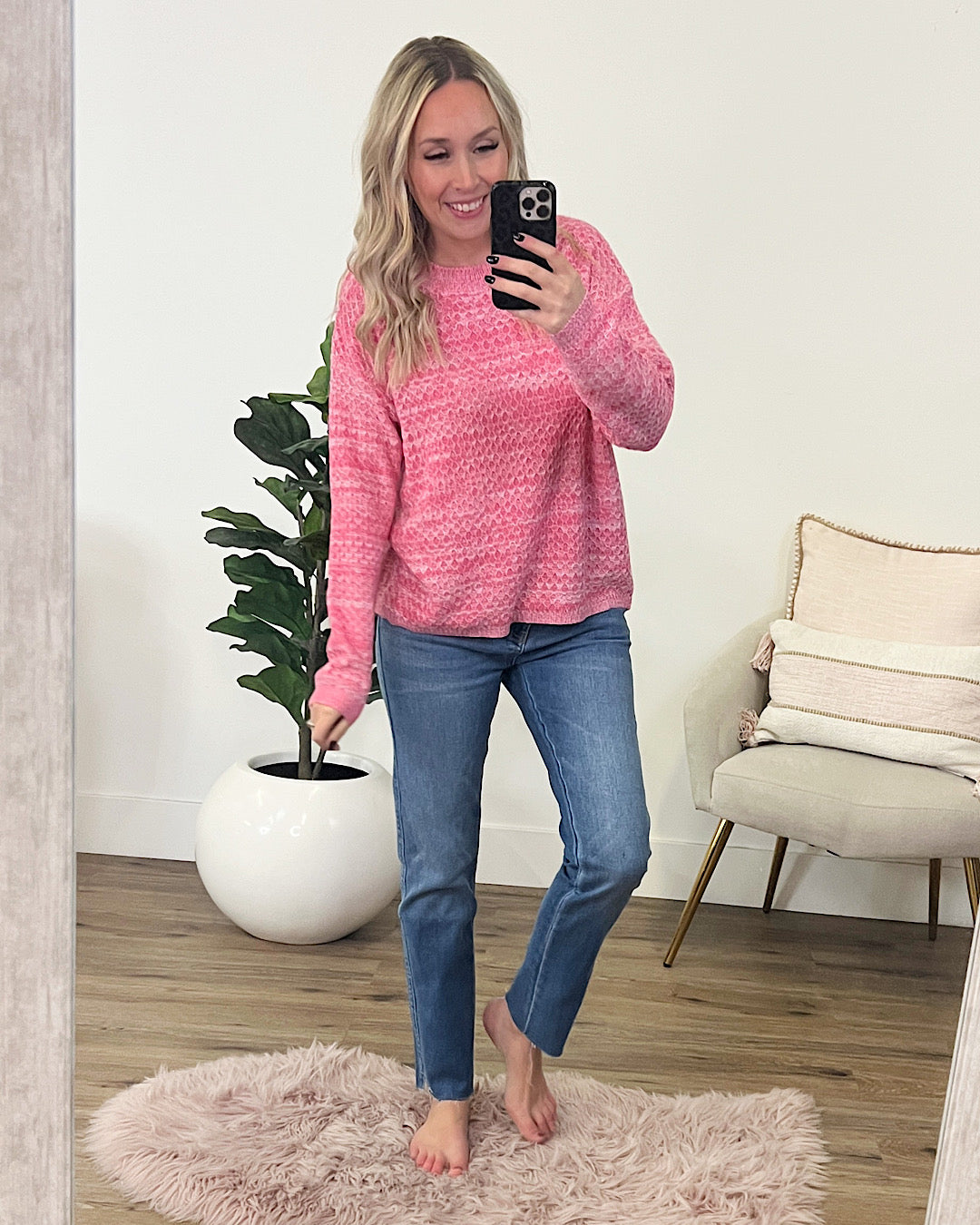 Abigail Textured Sweater - Heather Pink  Staccato   
