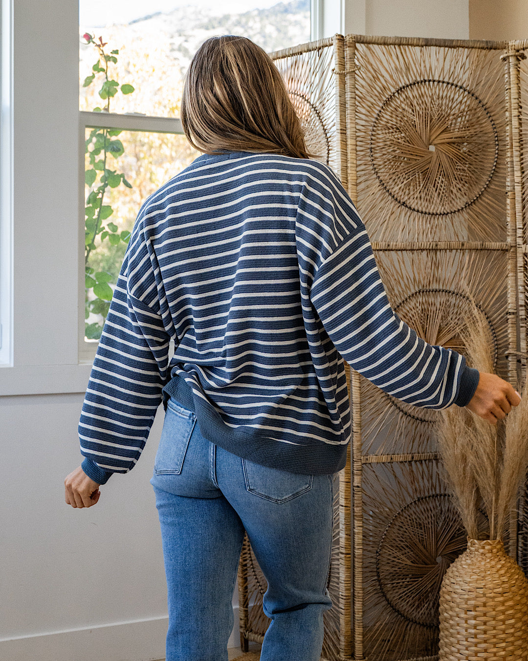 NEW! Can't Explain Striped Cloud Knit Sweatshirt - Denim Tres Bien