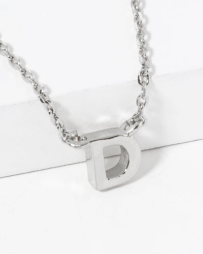 Dainty White Gold Initial Necklace - Pick Your Initial  Trendy Wholesale One Size D 