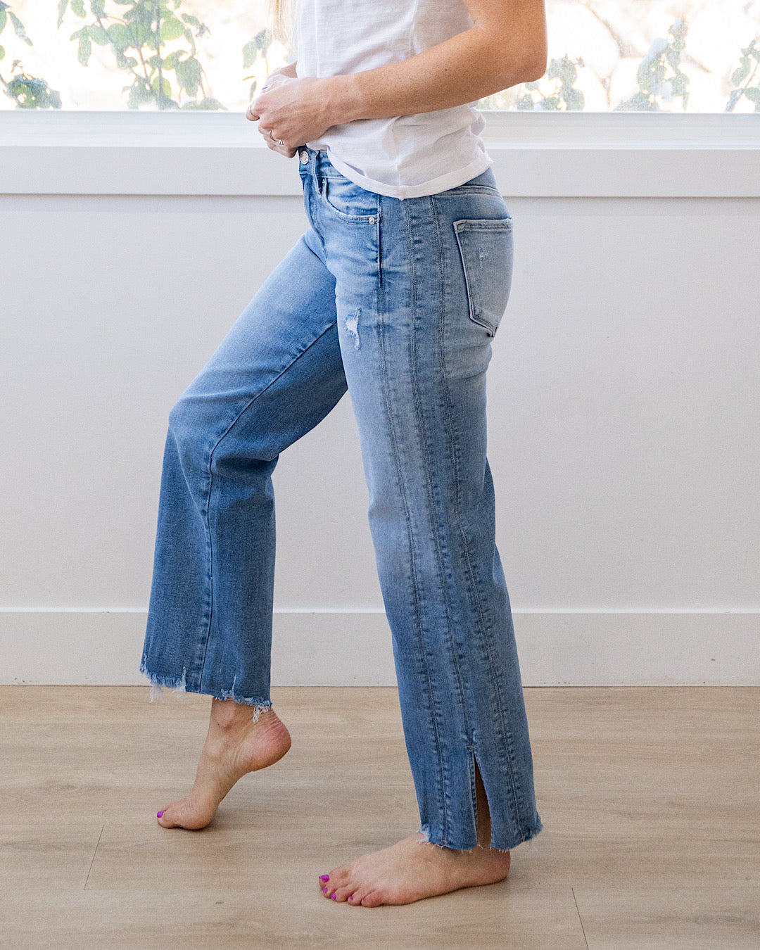 NEW! KanCan Evalina Side Slit Straight Jeans KanCan
