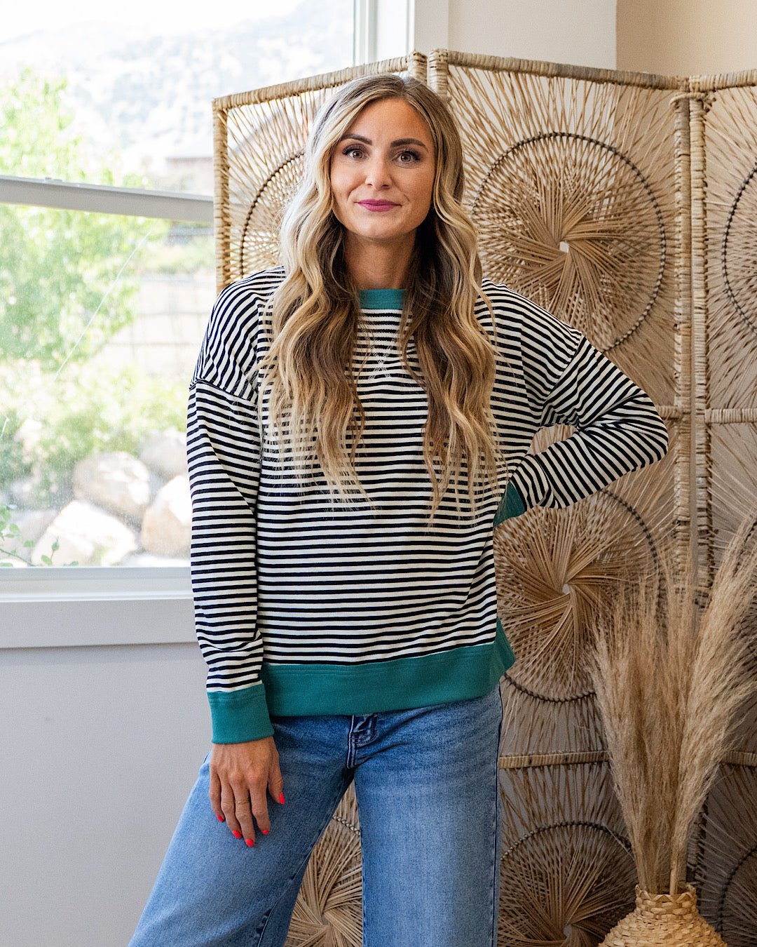 Kaylee Striped Top - Black & Ivory Staccato