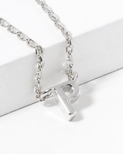 Dainty White Gold Initial Necklace - Pick Your Initial  Trendy Wholesale One Size P 