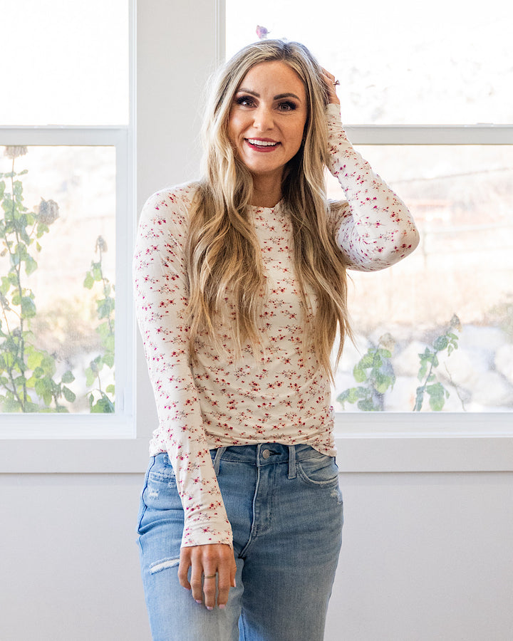 NEW! Blair Long Sleeve Top - Micro Pink Floral