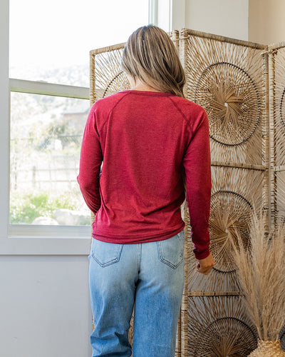 NEW! Little Too Late Long Sleeve Top - Burgundy  Staccato   