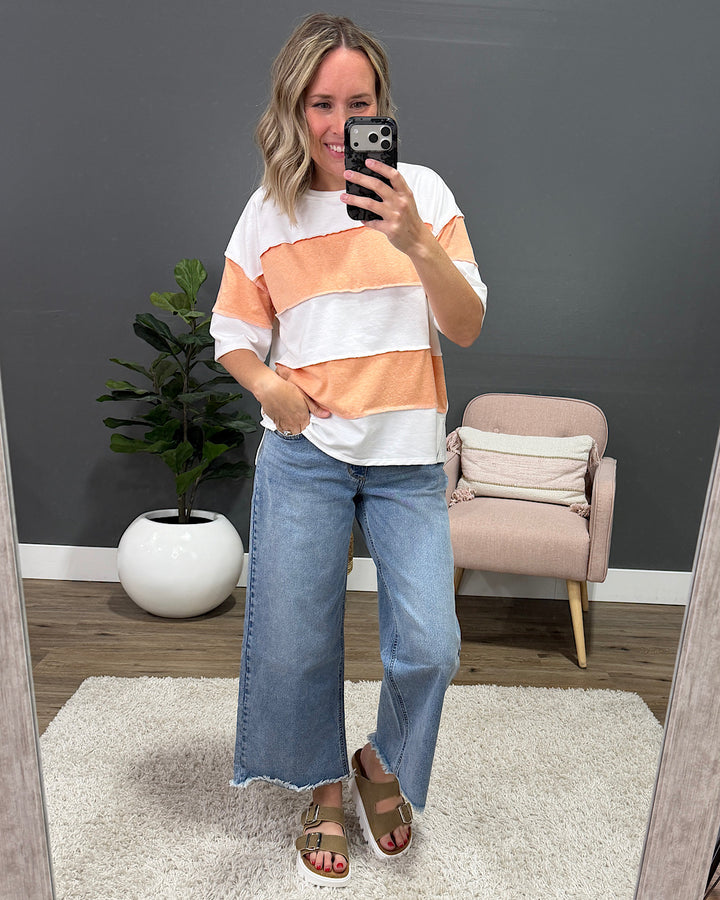 NEW! Maya Color Block Top - Peach