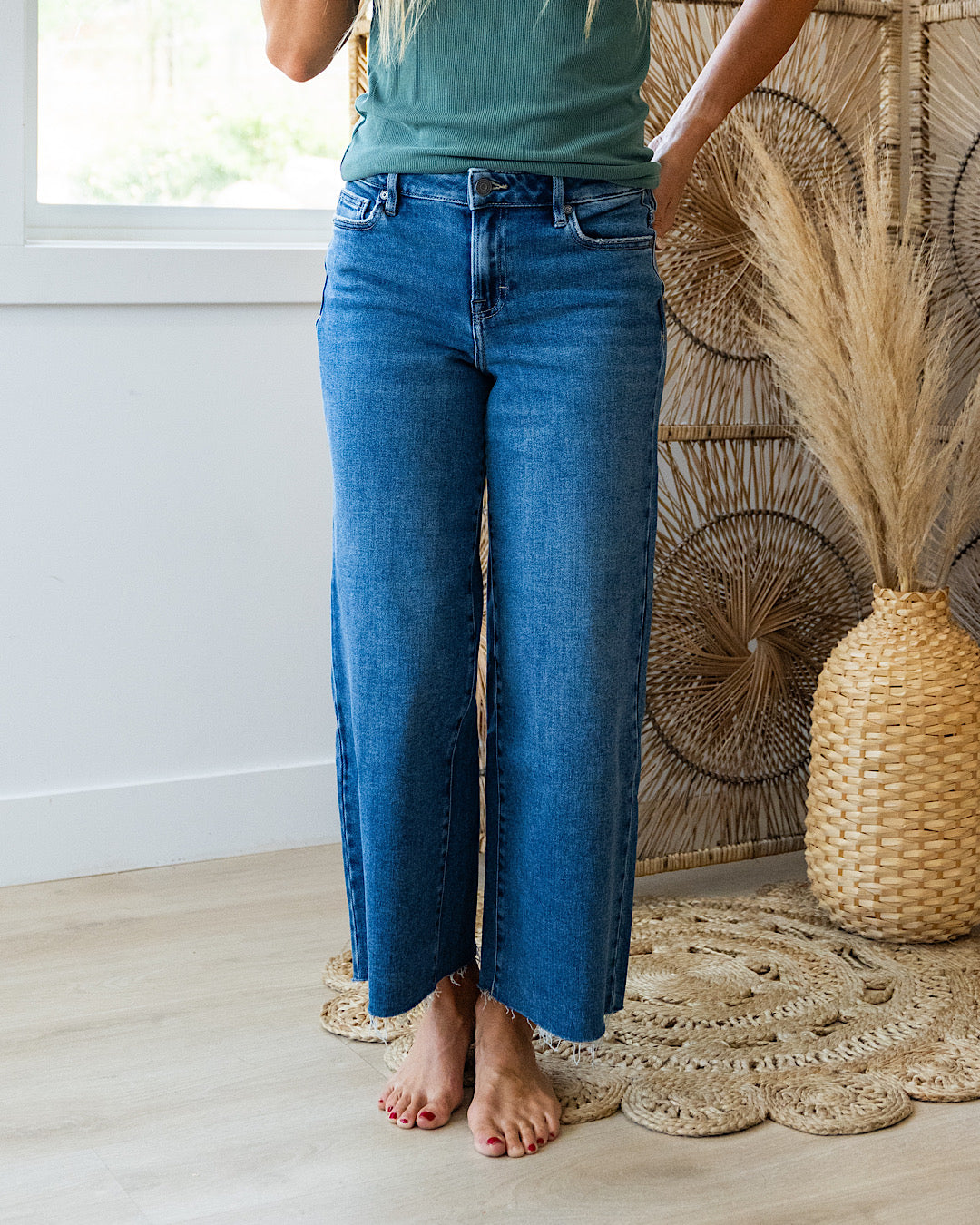 Hidden Nori Non Distressed Wide Leg Jeans  Hidden   