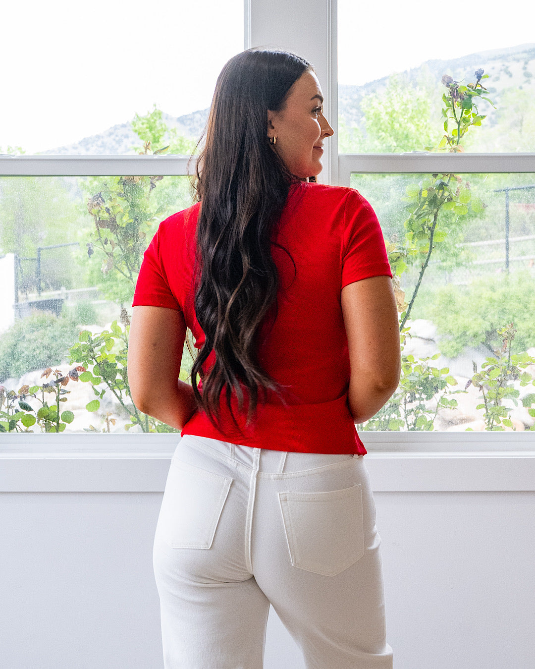 NEW! Ampersand Ave Button Front Lulu Tee - Cherry Ampersand Ave